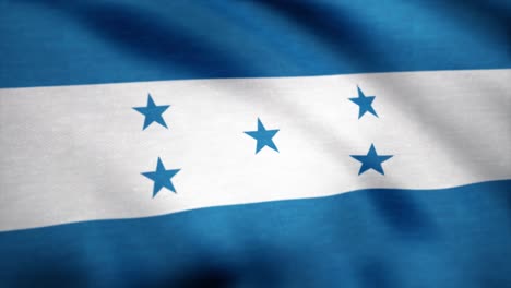 una hermosa animación de la bandera de honduras. la bandera de honduras ondeando en el viento. fondo con textura textil áspera. bucle de animación