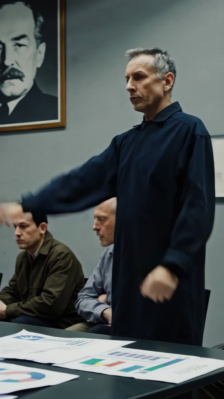 Business Meeting in a Historical Office Setting