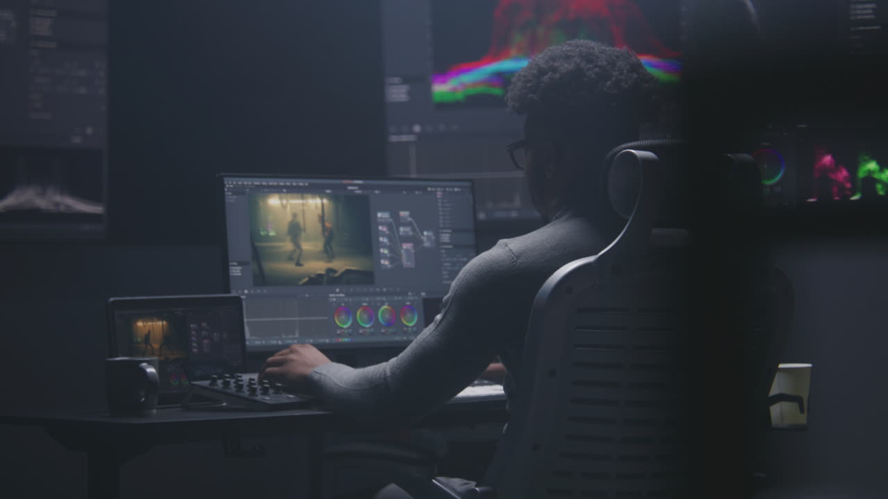 Video Editor Working in a Post-Production Suite