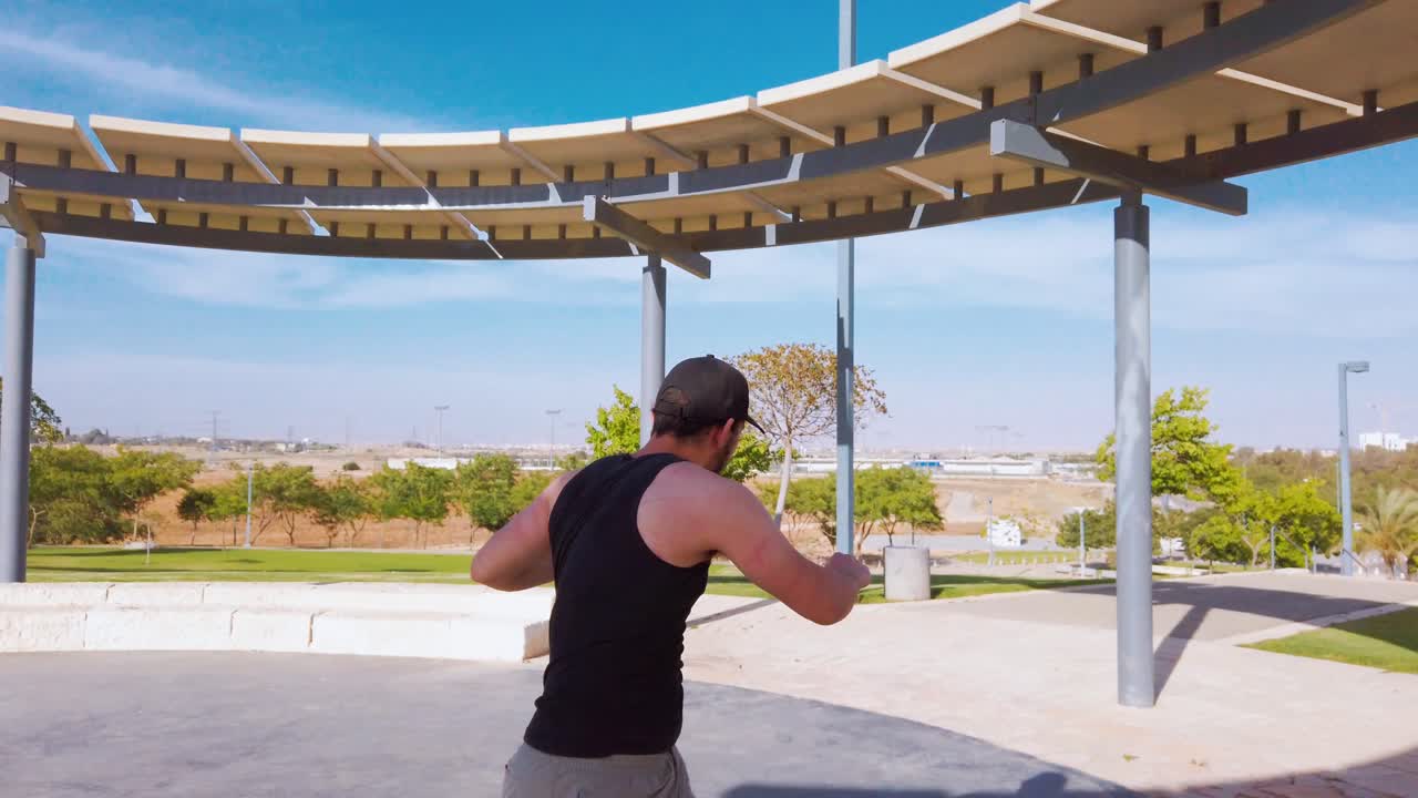 Young men warming up exercises