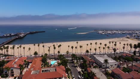 aerial view of a beautiful beach town