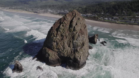 roca de paja que se eleva sobre la costa del pacífico