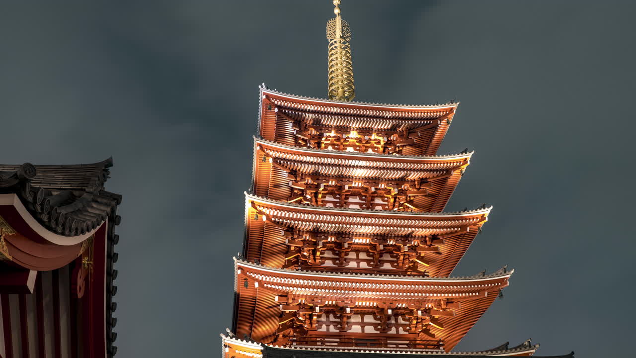 famoso templo sensoji iluminado por la noche