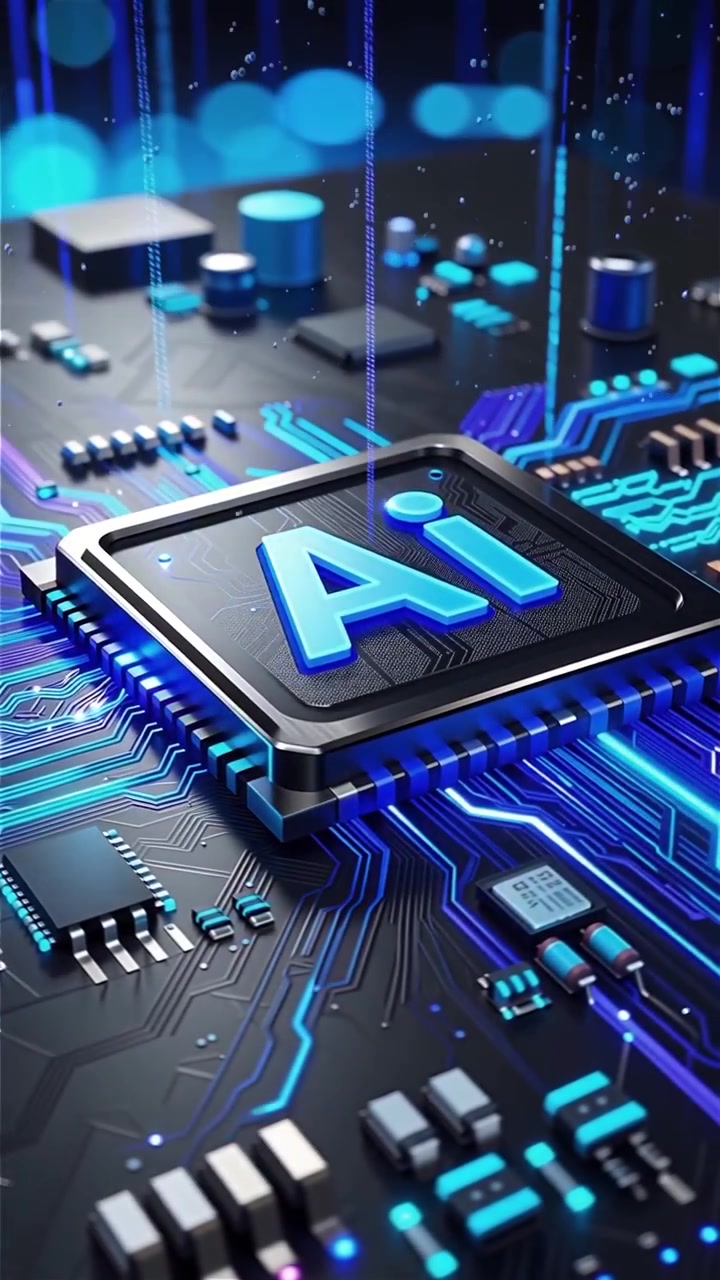 Futuristic AI Chip Motherboard Technology Background