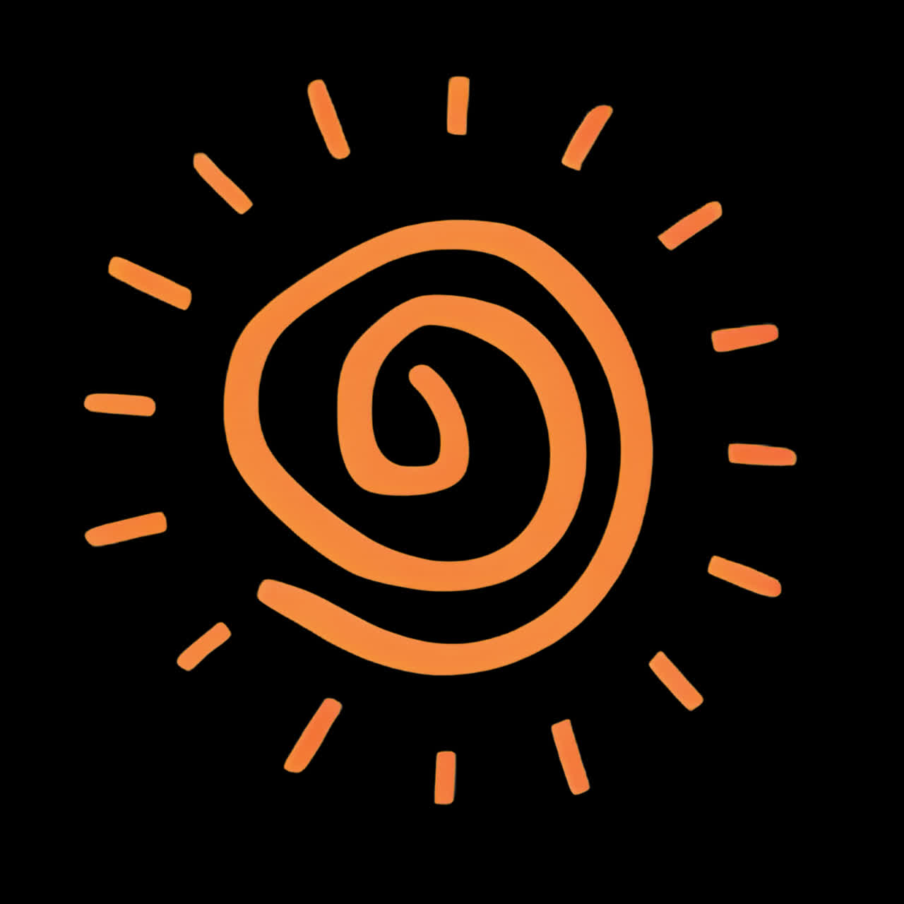 Abstract sun spiral design animation isolated asset, transparent 4K video, alpha channel, ProRes