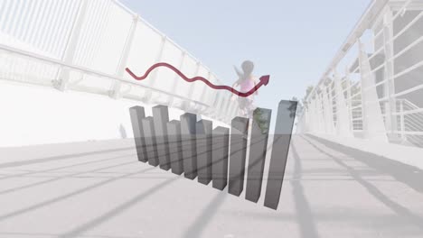 animación del procesamiento de datos financieros sobre la ciudad