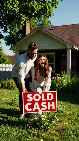 happy couple celebrating home purchase