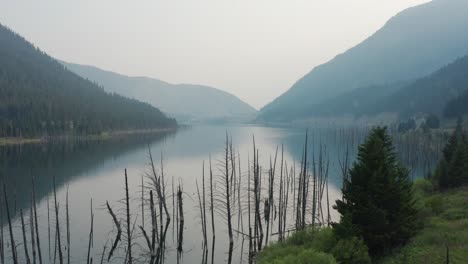 A-dynamic-aerial-shot-of-the-Yellowstone-river-moving-upwards-like-a-jib-shot