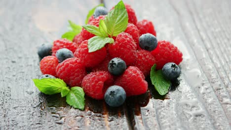 raspberry and blueberry on table