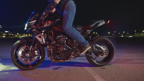 night motorcycle stunt