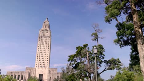 louisiana state capitol building in baton rouge, louisiana with gimbal video panning left to right.