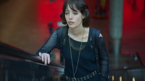 Close-Up-Shot-Of-Woman-Riding-Up-Escalator-On-London-Underground-Train-Station-Shot-In-Real-Time-1