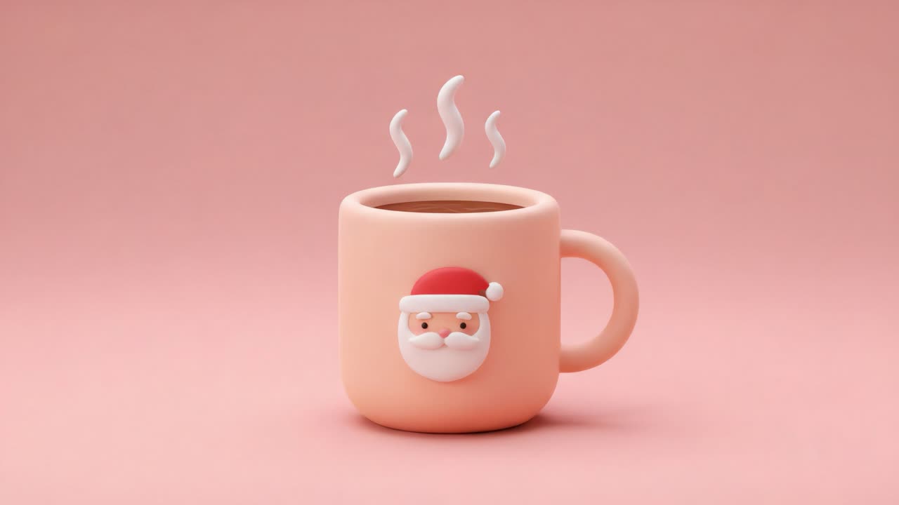 Charming Santa Claus Mug with Steam Rising, Perfect for Holiday Season Celebrations and Cozy Winter Moments, Creating a Festive Atmosphere for Enjoying Warm Beverages