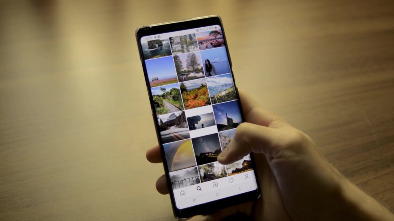 Scrolling through instagram. Navegating onto phone app.