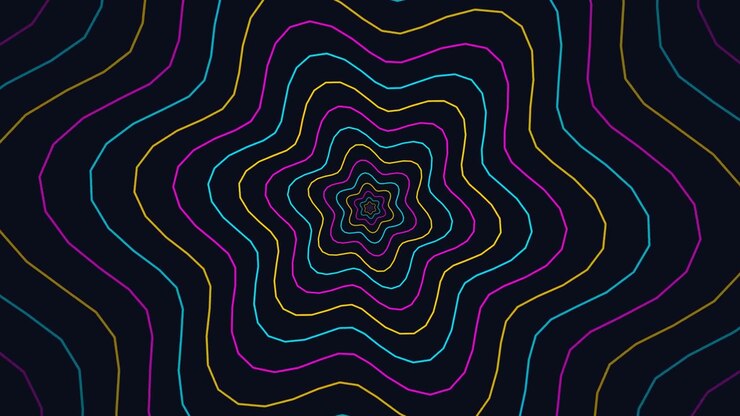 Formas de Estrelas Pulsantes Abstratas com Linhas Neon