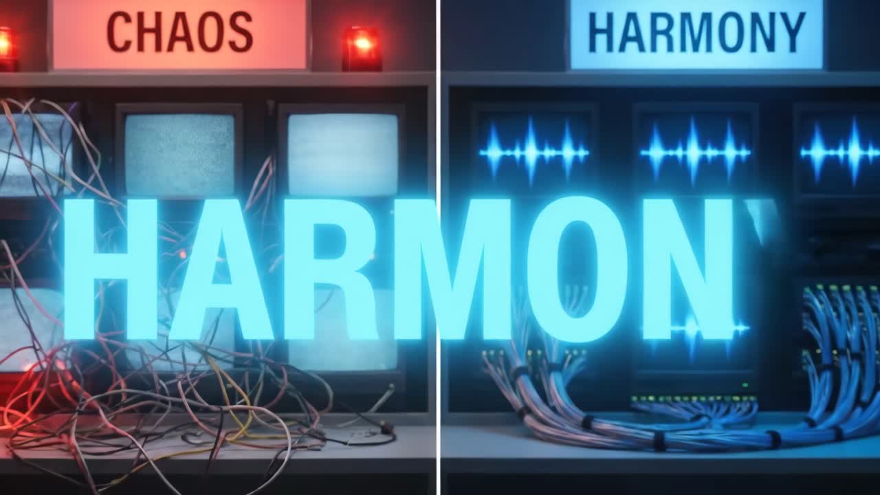 Chaos and Harmony Concept with Wires and Digital Waveforms