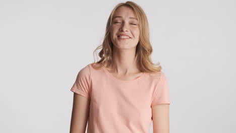 Caucasian-woman-laughing-on-camera.