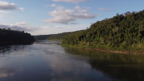 waterbody iguazu river border dividing brazil argentina aerial