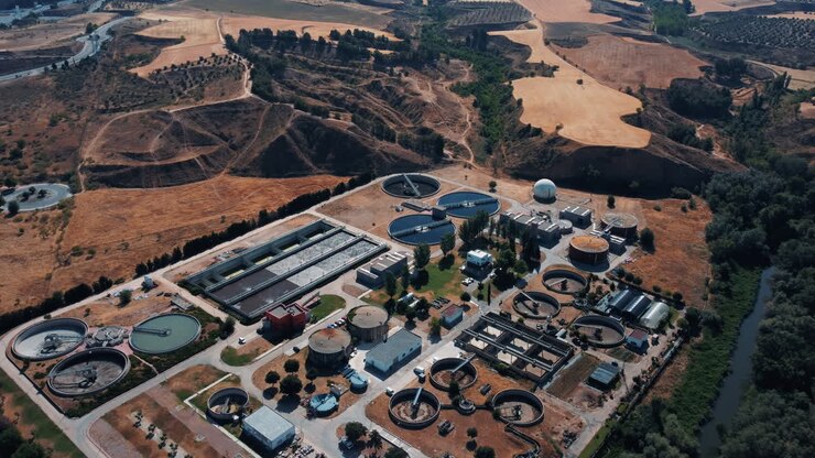Aerial View of a Water Treatment Plant