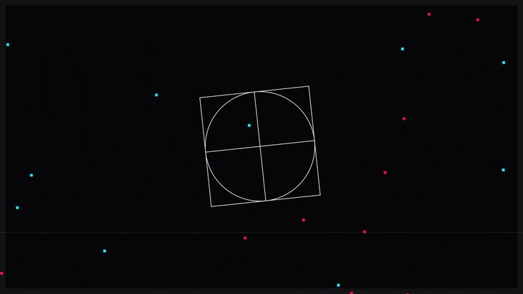 Abstrakti geometrinen animaatio häiriöefekteillä