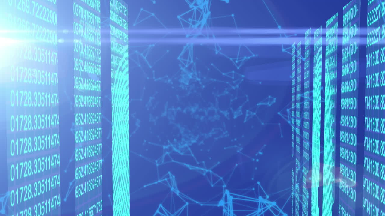 Animation of network of connections on blue background