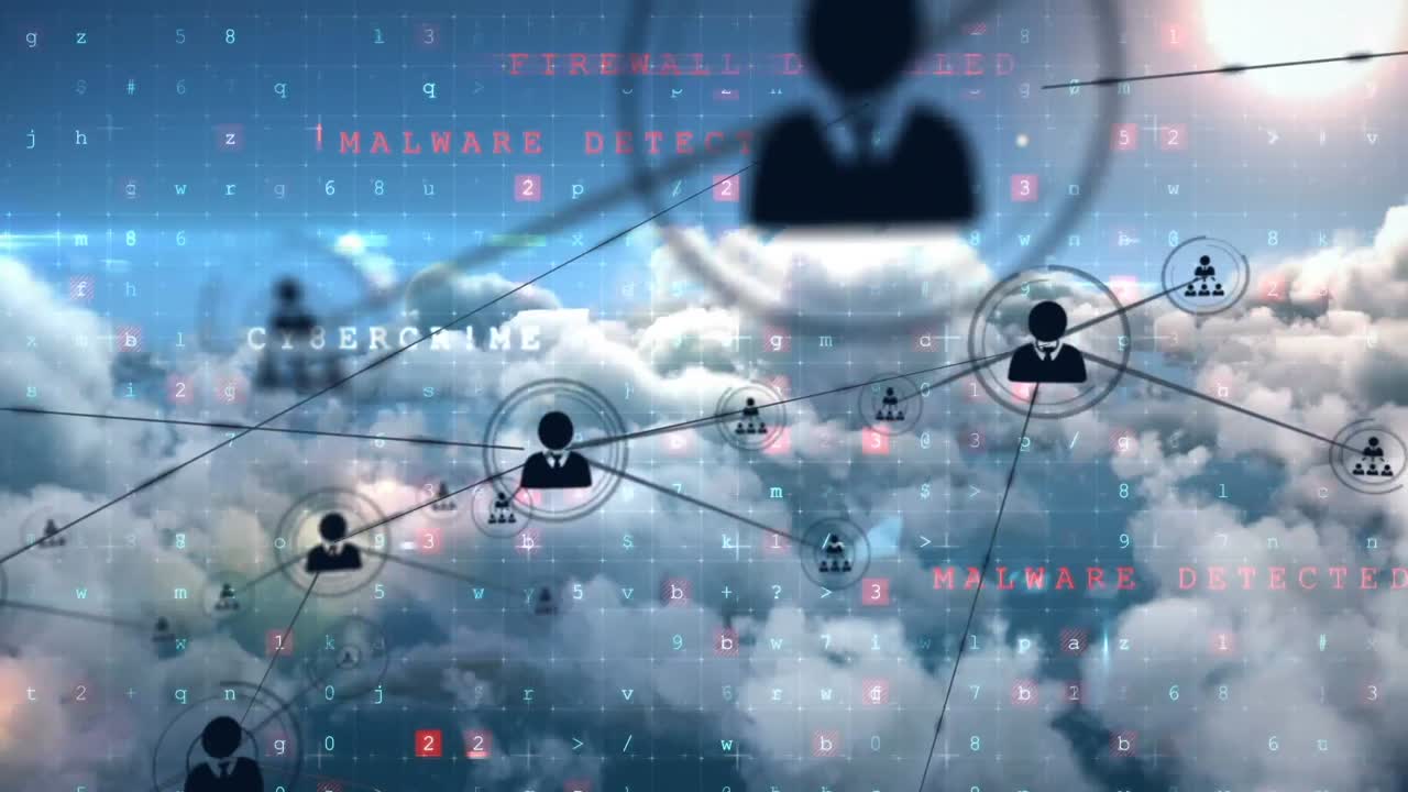 구름 위의 아이콘으로 연결 네트워크의 애니메이션