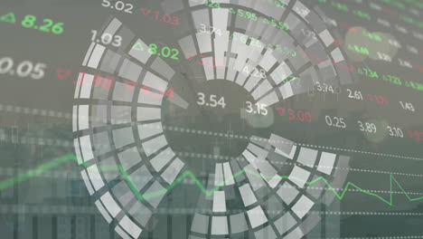 animation of financial data processing over grid and dark background