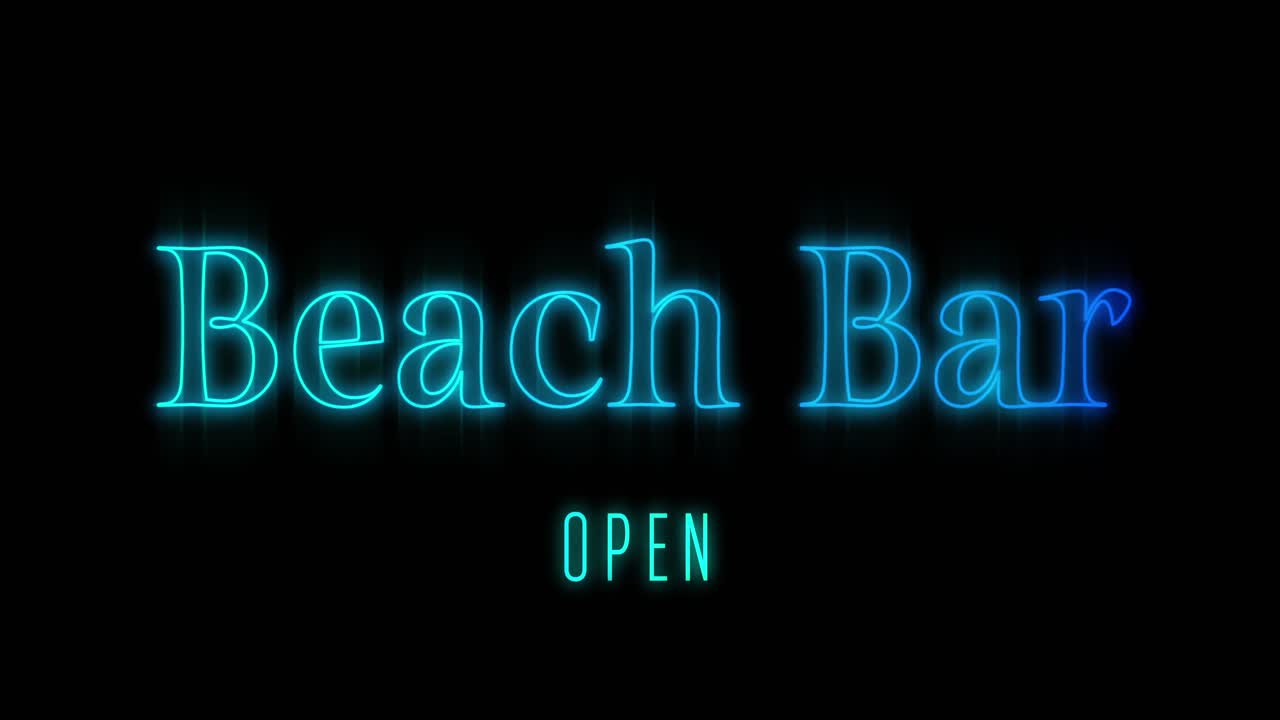 bar de playa azul emergente cartel de neón