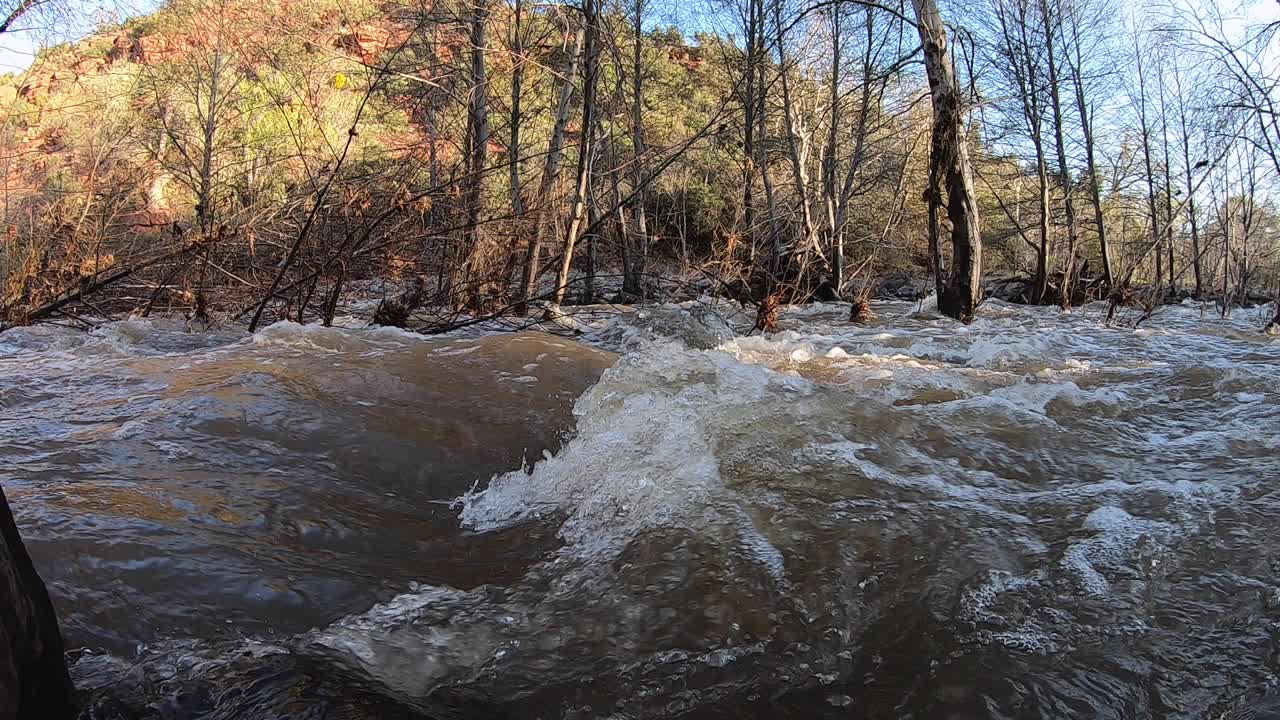 White water rushes past the camera, Oak Creek, Sedona, Arizona.