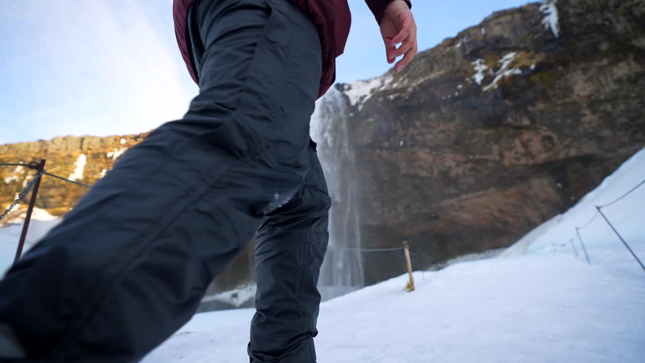 Cascata Seljalandsfoss in inverno, Islanda