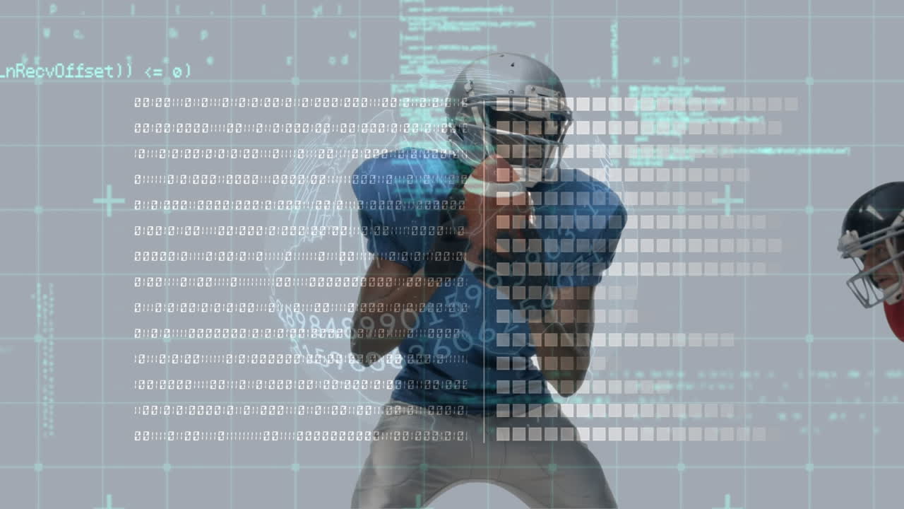 Animation of data processing over diverse male rugby players