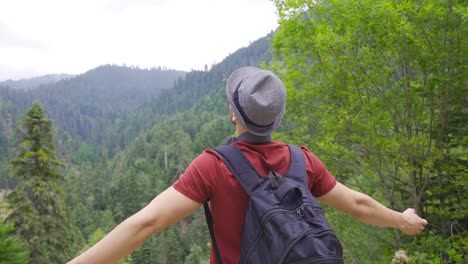 young man watching nature.