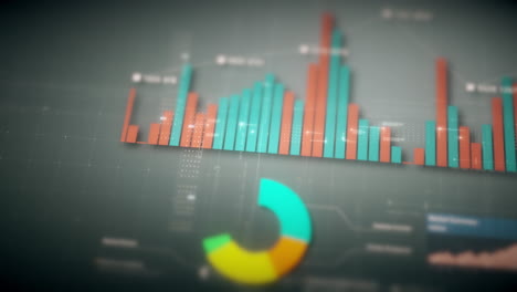 mercado de valores de negocios, comercio, gráfico de información con gráficos animados, gráficos y análisis de información de números de datos que se mostrarán en la pantalla de visualización del monitor para el tema de la maqueta de la reunión de negocios