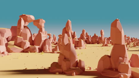 loop animation of passing through rocks with sand desert, 3d rendering.