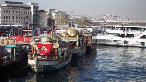 istanbul's golden horn: boats and cityscape