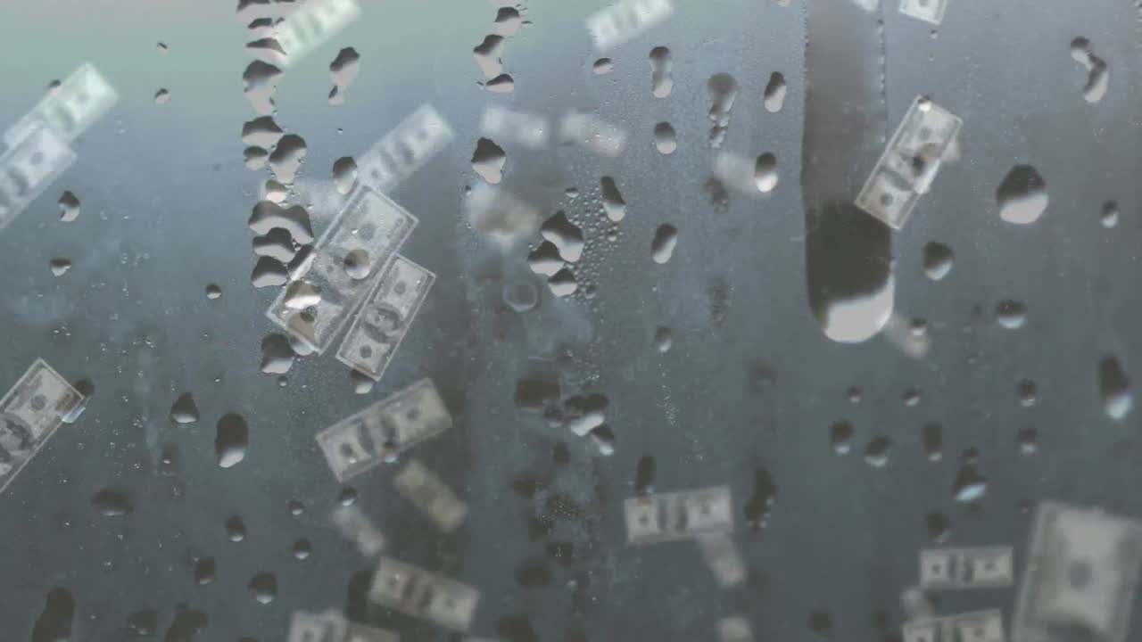 달러 지폐가 비오고 있습니다.