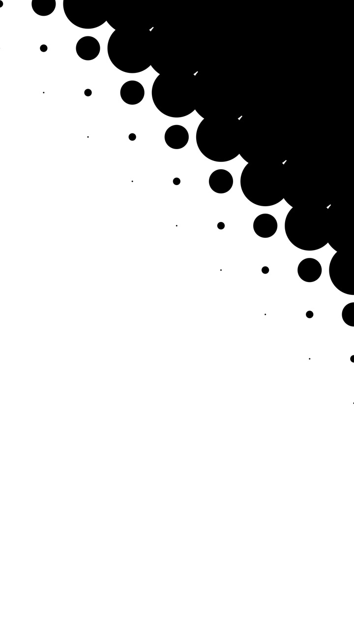 Effetto di transizione astratto con pois bianchi e neri che si espandono.