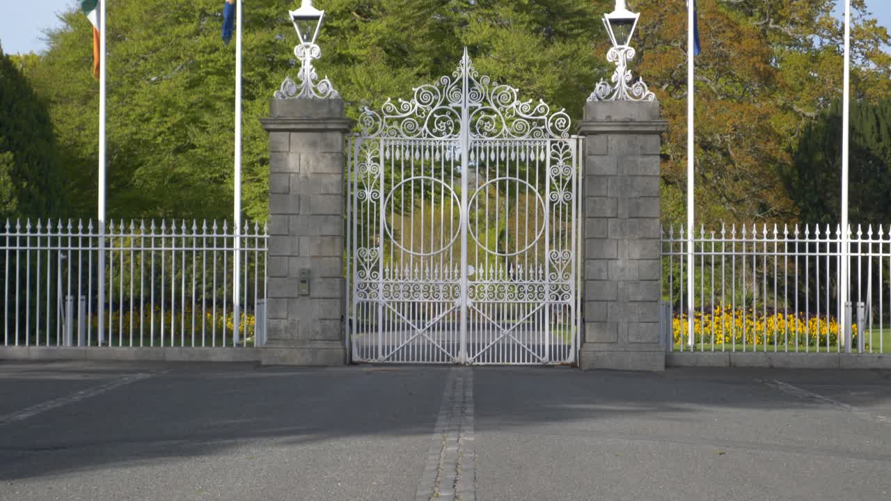 Sovereign gates of Aras an Uachtarain President house Ireland Dublin
