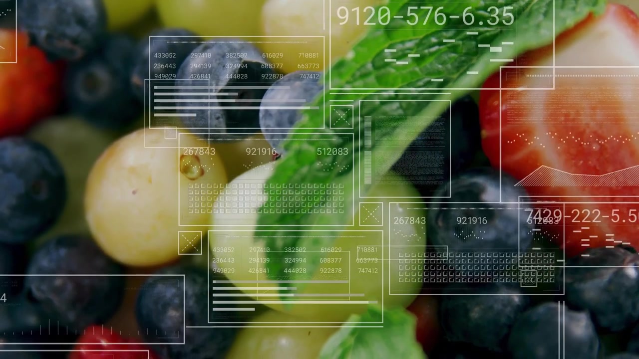 Bærklase som vises mens et HUD (head-up display) legger over trådrammebokser og en rund teller for matteteknologi.