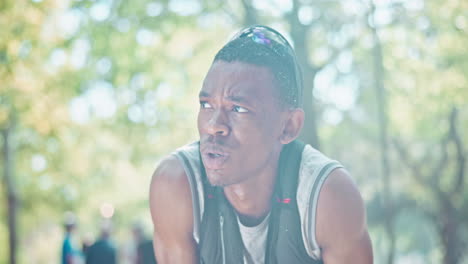 runner resting in park