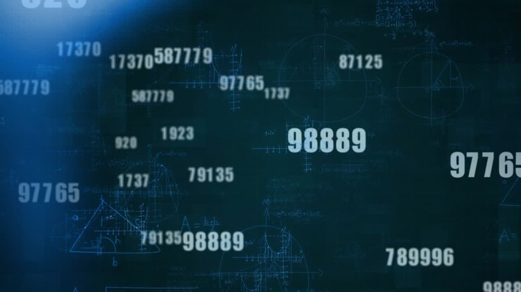 Animating mathematical formulas and numbers over dark blue background