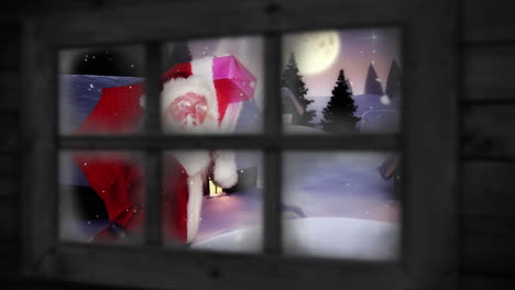 santa walking across window