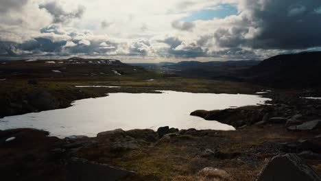 patch of snow in icelandic landscape