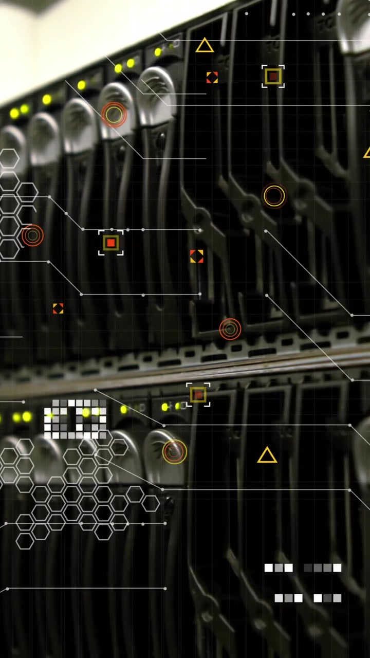 Animation of data processing over server room