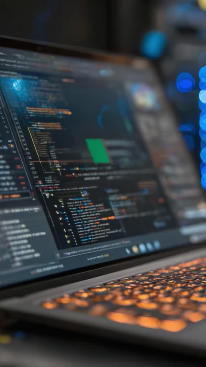 A Glimpse into Programming: An Advanced Computer Setup Displaying Code and Debugging Tools in a High-Tech Environment with an Emphasis on Modern Technology and Data Analysis