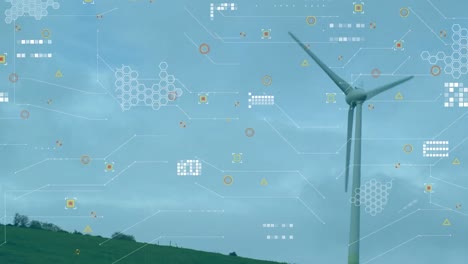 animation of data processing over windmill