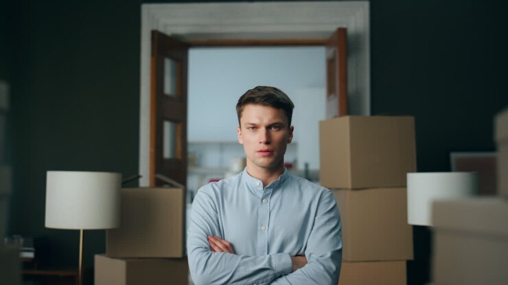 erschöpfter mann denkt an eine scheidung, zuhört auf eine frau, die im raum schwört.