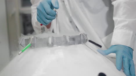 scientist removing the container from the stem cell bank, frozen stem cells