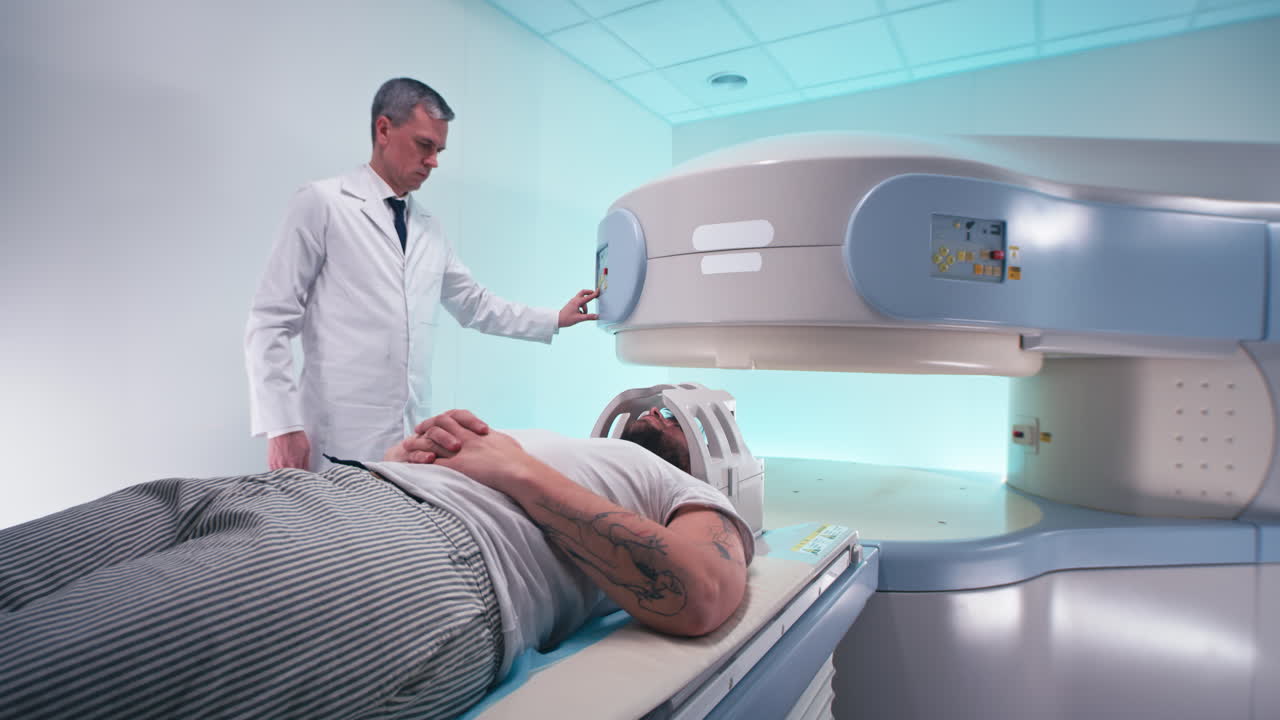 Doctor performing MRI scan on a patient