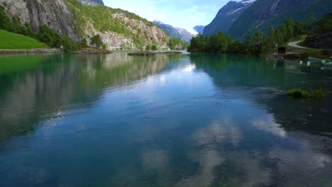 beautiful nature norway lovatnet lake.